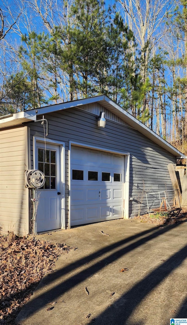 view of garage