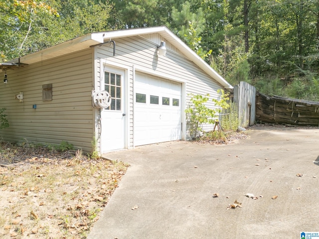 view of garage