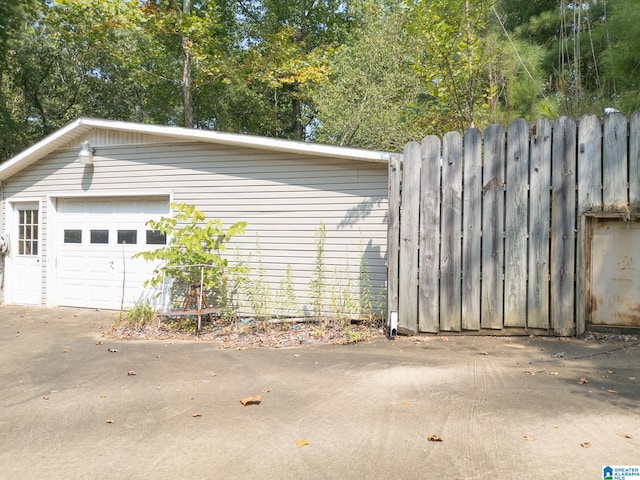 view of garage