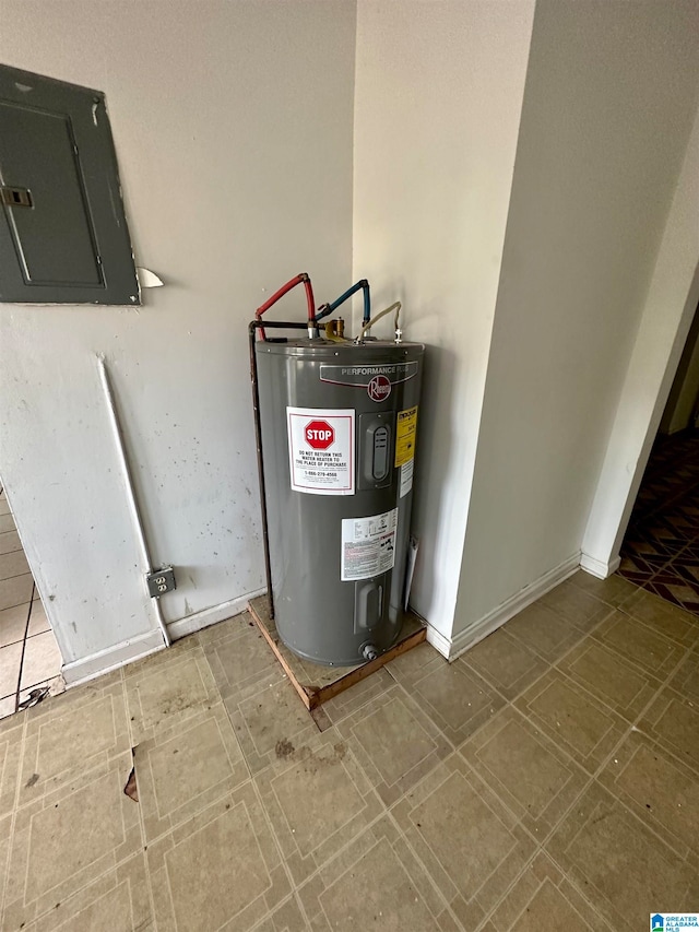 utility room with water heater