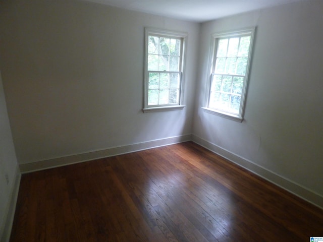 spare room featuring wood-type flooring