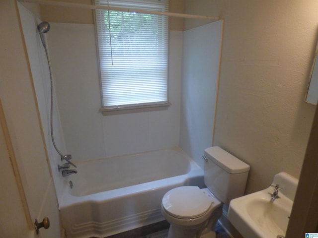 full bathroom featuring shower / bath combination, sink, and toilet