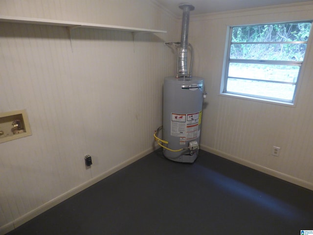utility room with water heater