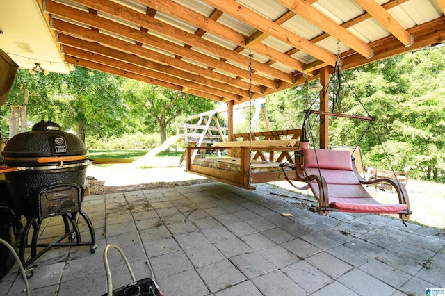 view of patio / terrace featuring a grill