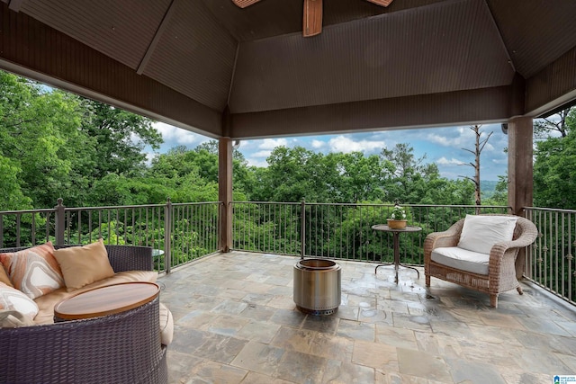 view of terrace featuring an outdoor living space