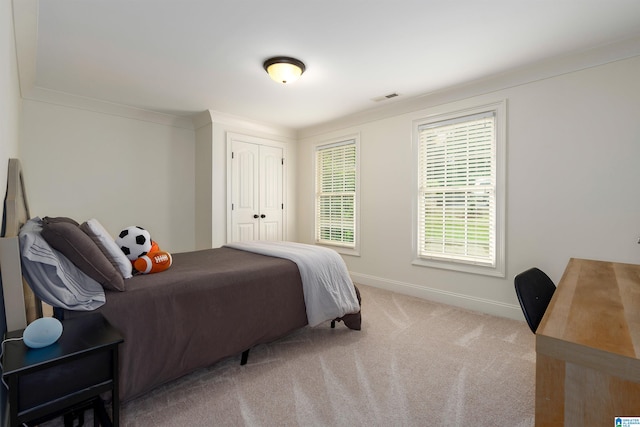 bedroom featuring carpet