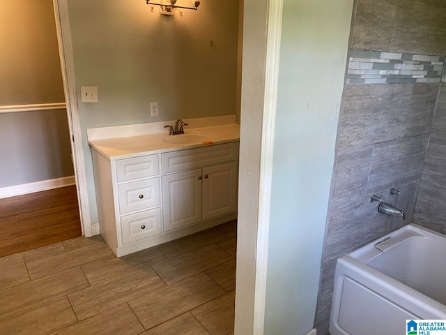 bathroom with vanity and tile floors