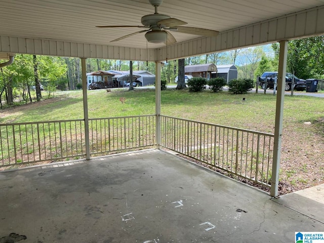 view of patio / terrace featuring ceiling fan