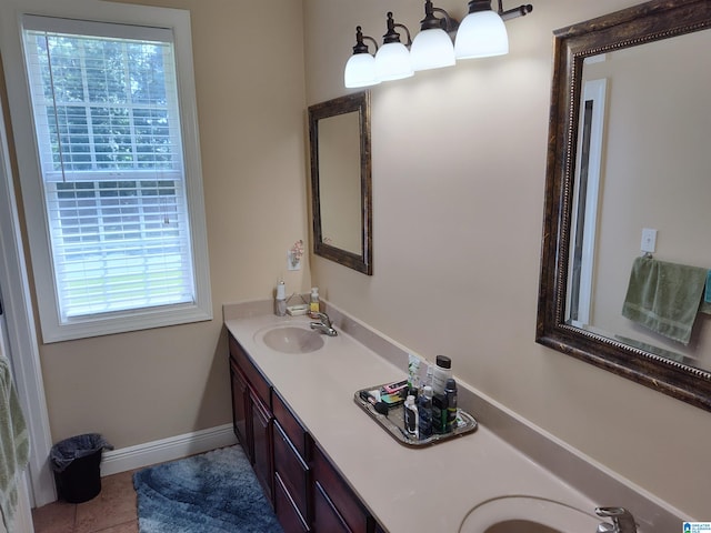 bathroom with vanity and tile patterned floors