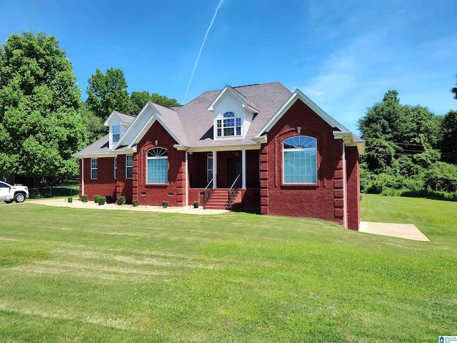 view of front of property with a front lawn