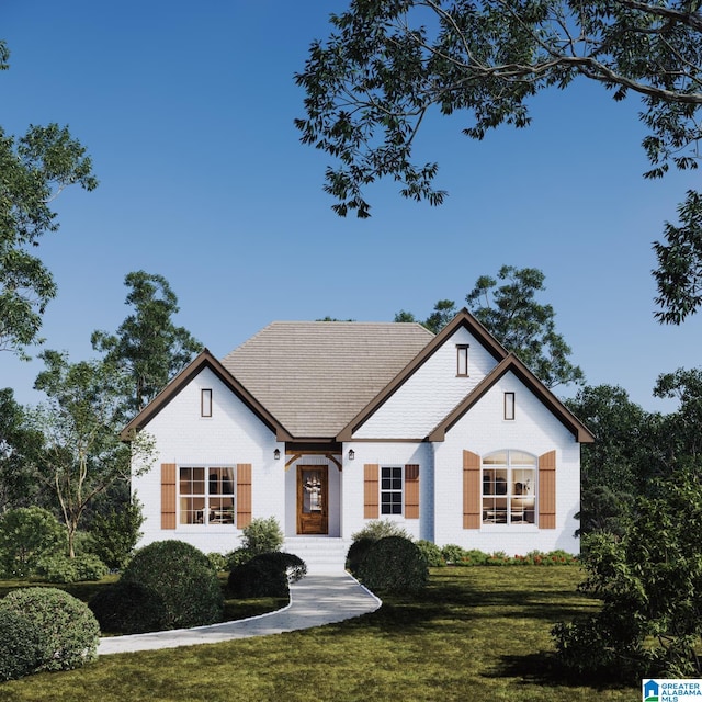 view of front of property with a front lawn