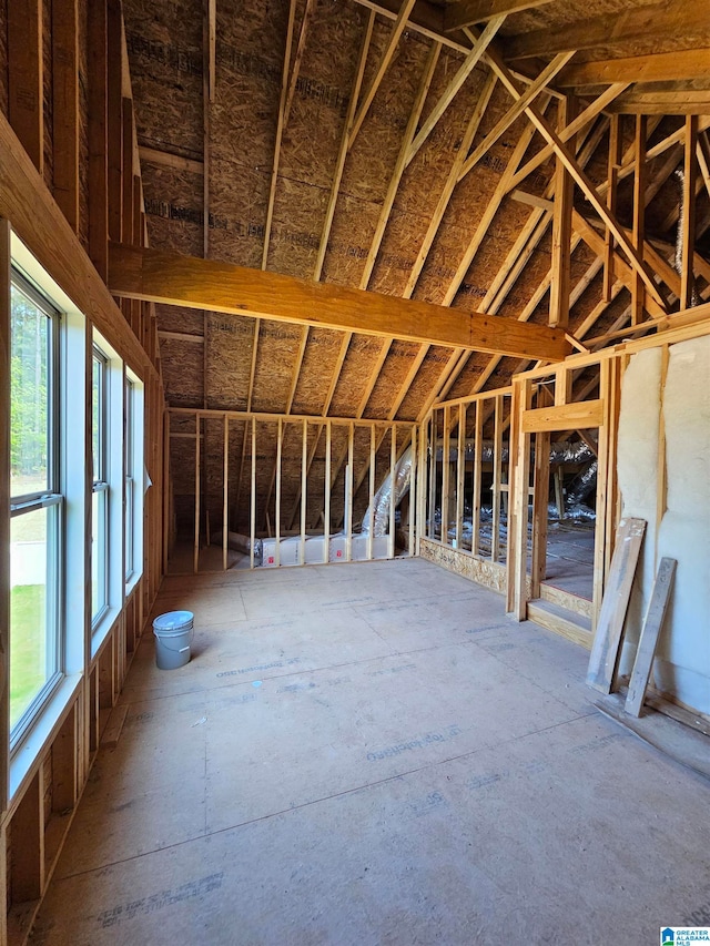 miscellaneous room featuring vaulted ceiling