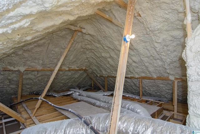 view of unfinished attic