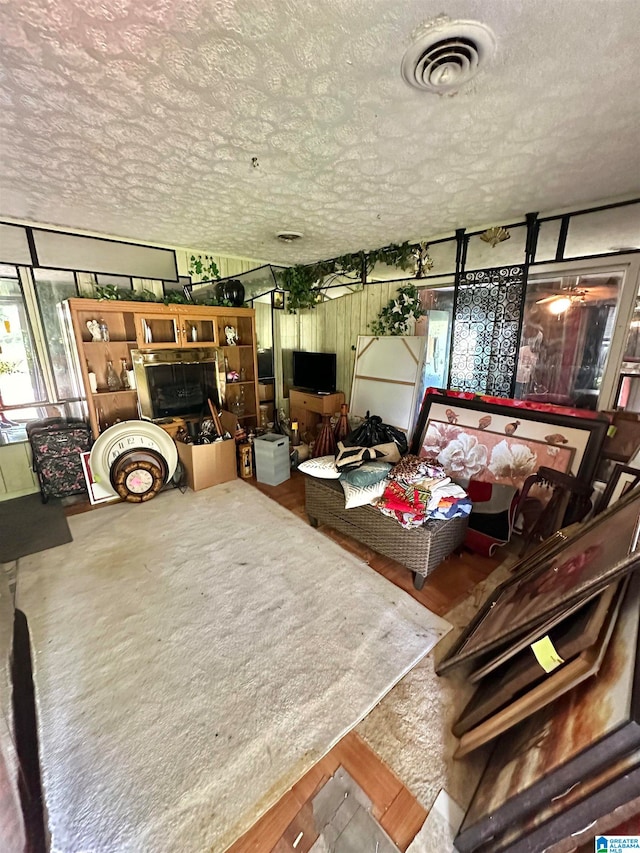 dining room with a textured ceiling