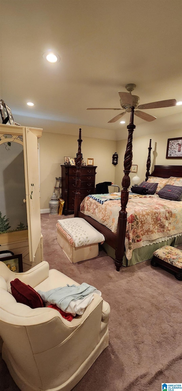 bedroom with carpet and ceiling fan