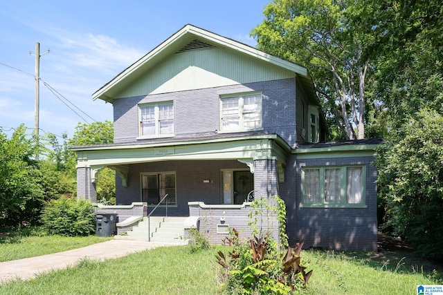 view of front facade featuring covered porch