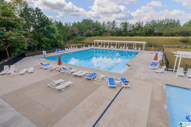 view of swimming pool featuring a patio