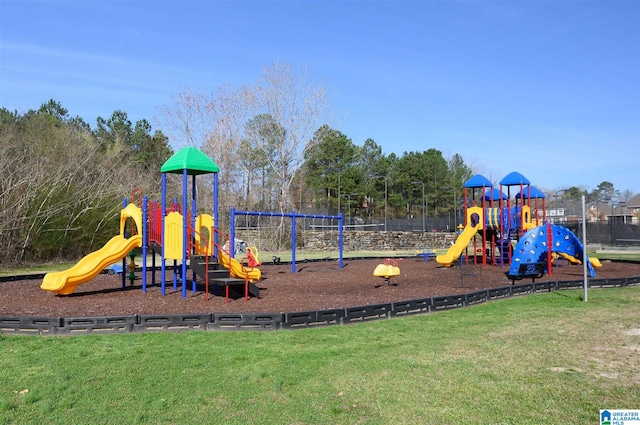 view of play area with a lawn