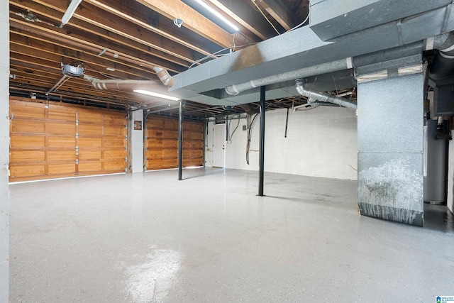 basement featuring heating unit