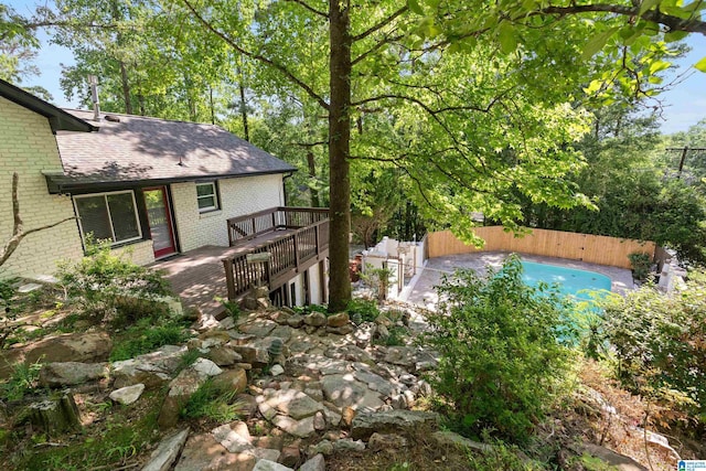 view of yard featuring a deck