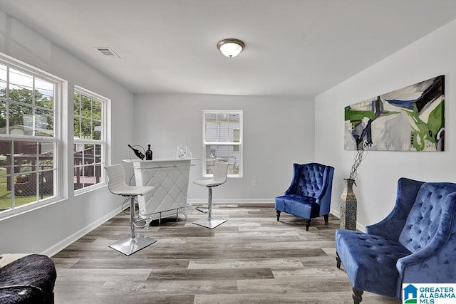 sitting room featuring hardwood / wood-style flooring