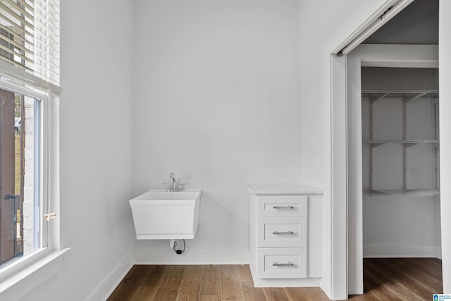 bathroom featuring sink and hardwood / wood-style flooring