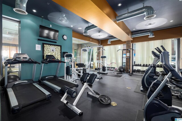 workout area with a healthy amount of sunlight