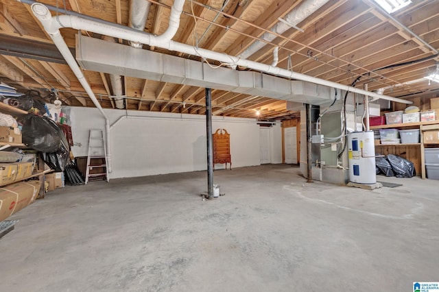 basement featuring water heater