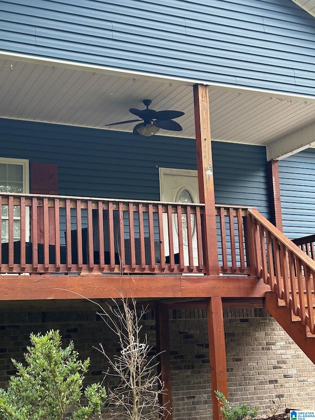 wooden terrace with ceiling fan