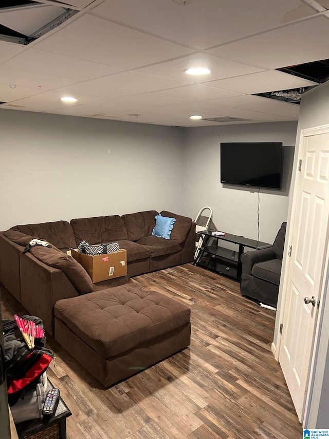 living room with hardwood / wood-style flooring