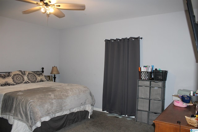 bedroom featuring a ceiling fan and carpet floors