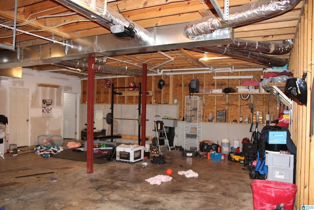 garage with a garage door opener