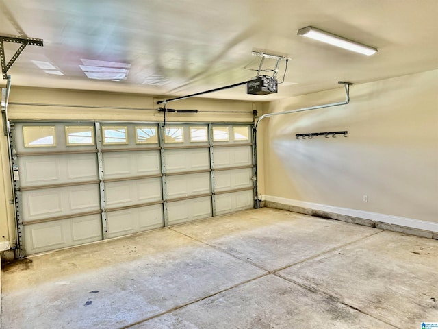 garage with a garage door opener