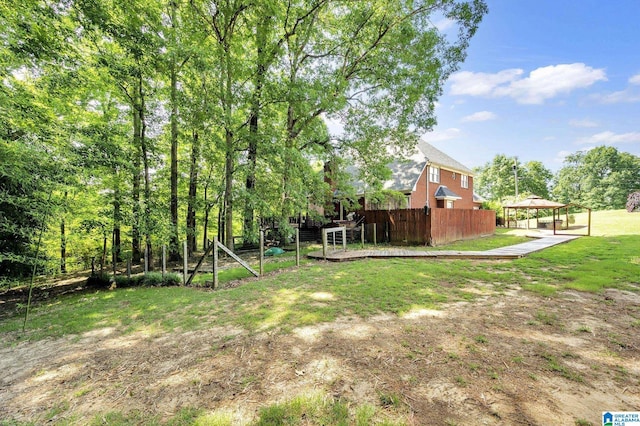 view of yard with a gazebo