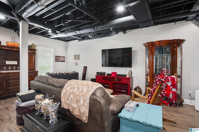 living room with hardwood / wood-style flooring