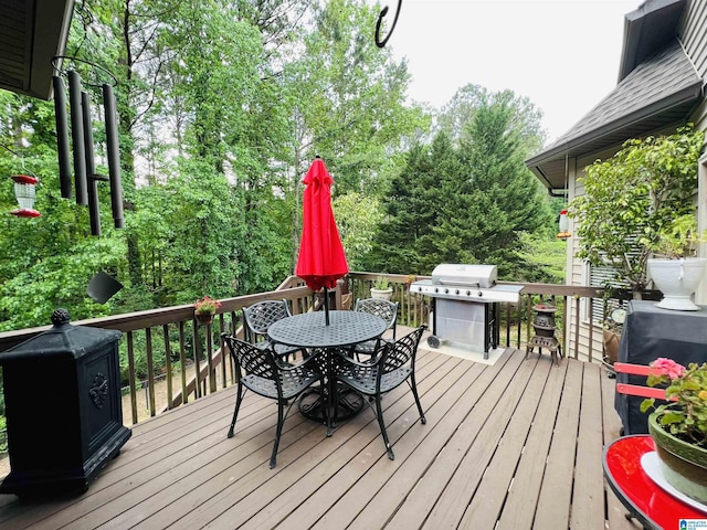 wooden terrace with grilling area