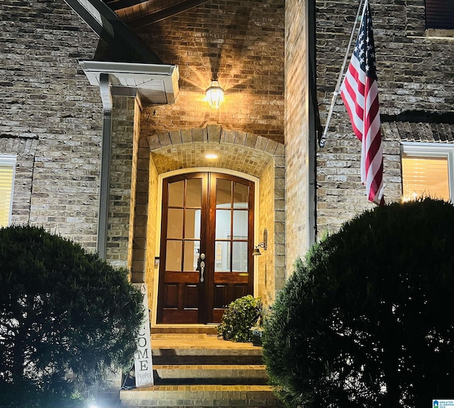 property entrance with french doors