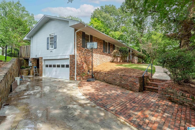 view of property exterior with a garage