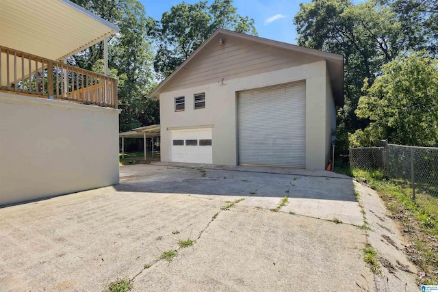 garage with a carport