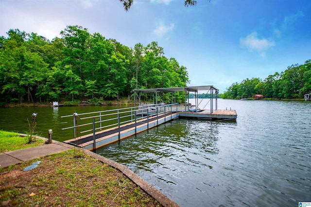 dock area featuring a water view