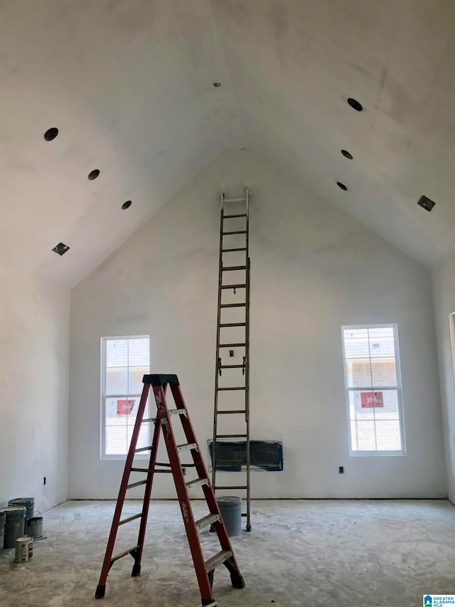 interior space featuring vaulted ceiling