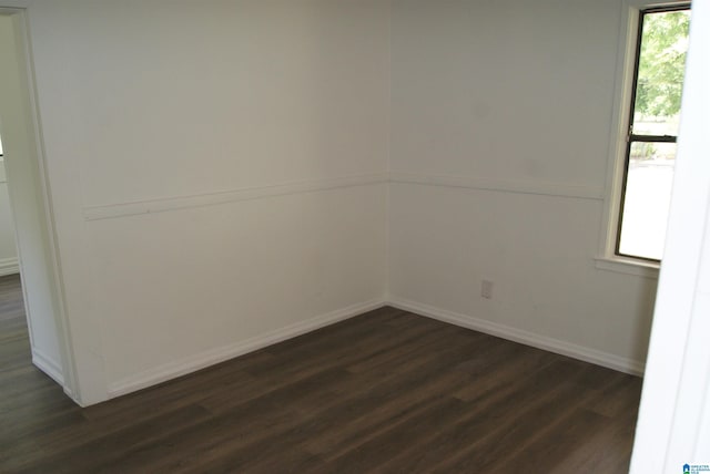 empty room with dark wood-type flooring