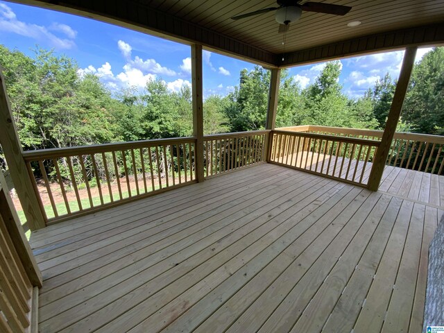 wooden terrace with ceiling fan