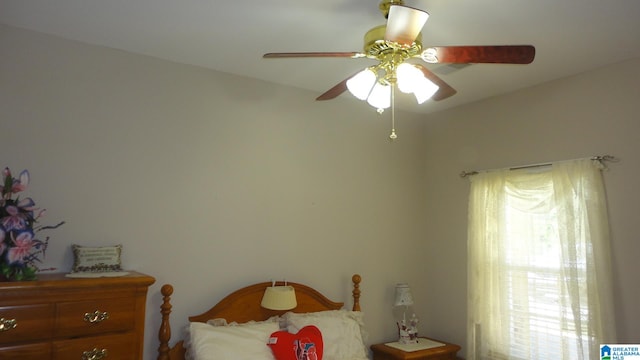 bedroom featuring ceiling fan