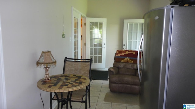 living area with tile floors