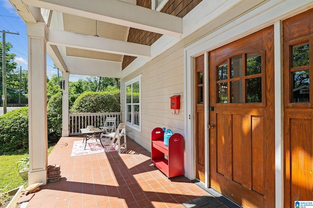 exterior space featuring covered porch