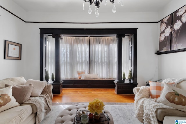 living room with wood-type flooring