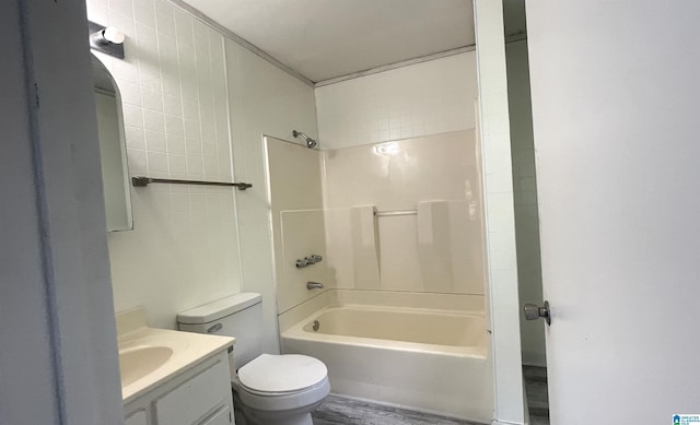 full bathroom with vanity, toilet, and shower / bath combination