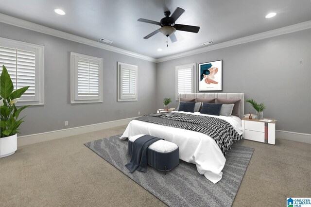 exercise area with crown molding and carpet floors