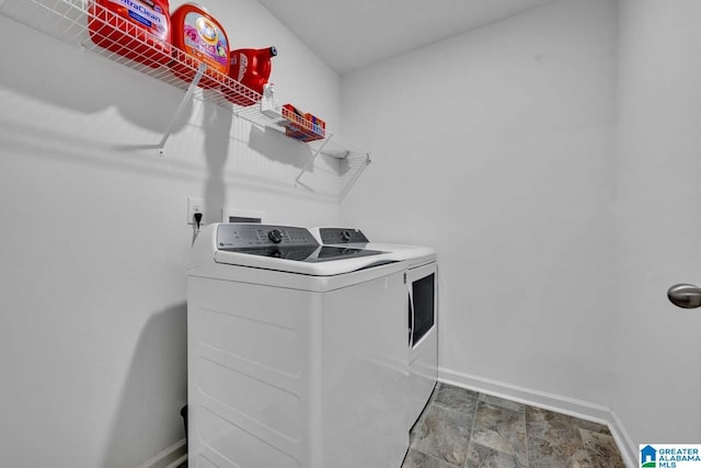 laundry area featuring washer and dryer